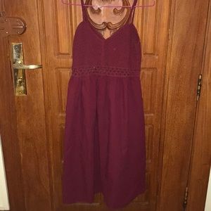 Thai Burgundy Fashionable Crochet Dress